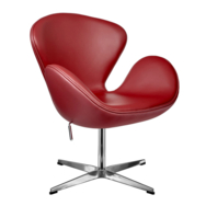 Кресло Swan Chair красный, натуральная кожа